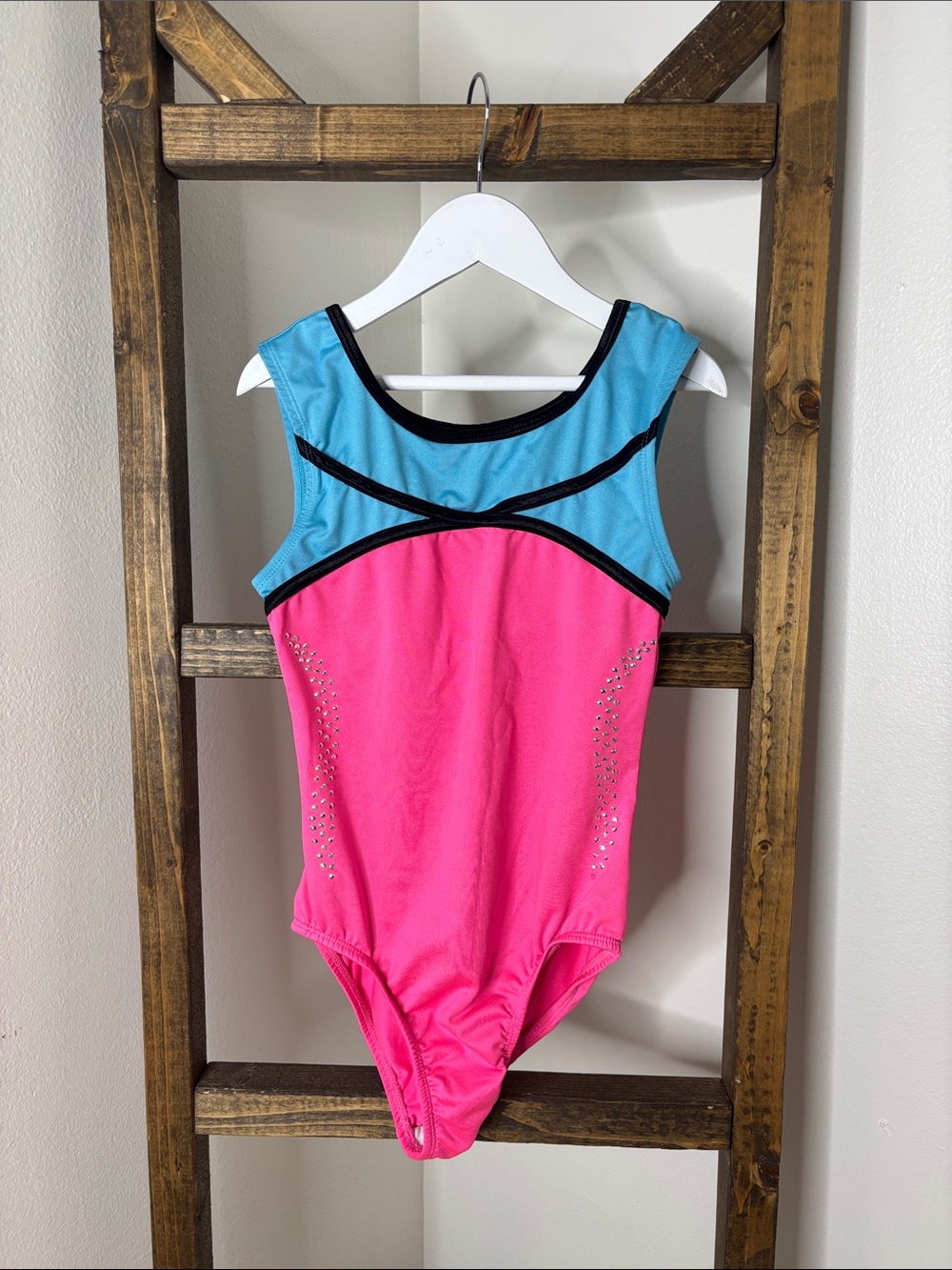 Danskin Pink and Light Blue Dance Gymnastics Cheer Leotard Size L